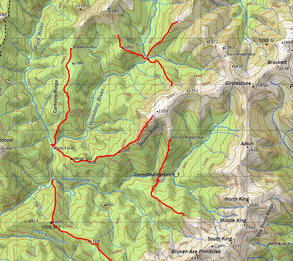 Park forks nzfs track map  (late 2021)  tararua fp. photo derrick field original
